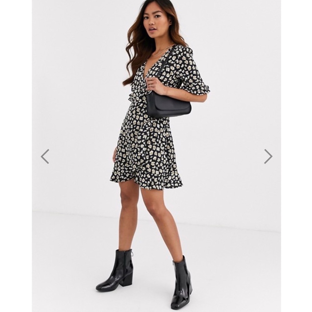 *PRICE LOWERED* Satin Effect Wrap Dress Leopard Print